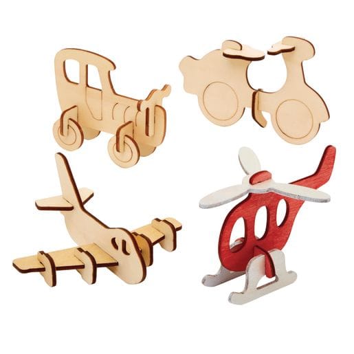 3D Wooden Vehicle Puzzles, Set of 4 Designs