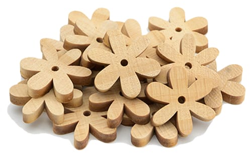 Small Wooden Daisy Flowers, Set of 20