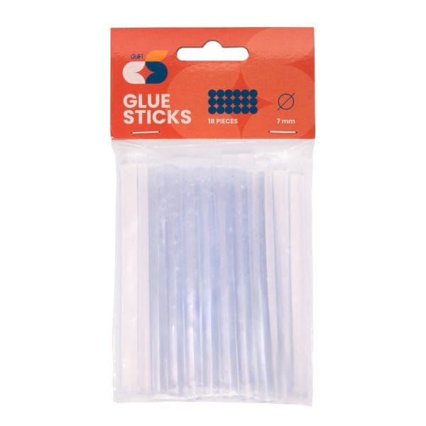 Transparent Hot Melt Glue Sticks - 18 pieces, 7 mm x 100 mm