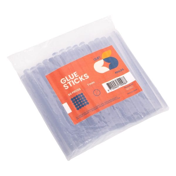 Transparent Hot Melt Glue Sticks - 50 pieces, 7 mm x 100 mm