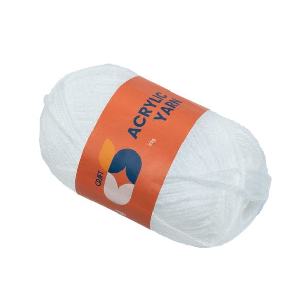 Acrylic Yarn, 2mm, 50g, White