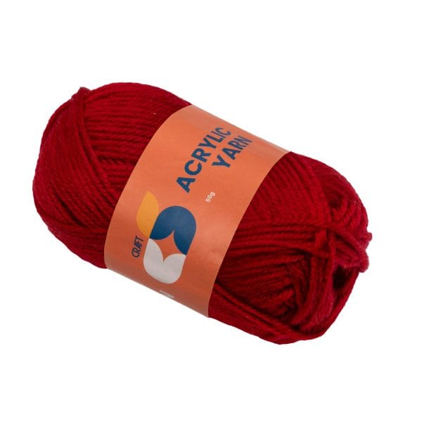 Acrylic Yarn, 2mm, 50g, Red