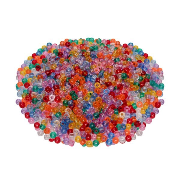 Pony Beads 6 x 9 mm, 1000 Pieces, Clear