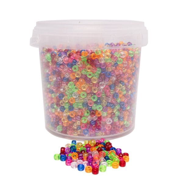 Small Pony Beads - Clear, 4 x 6 mm, 500 Grams