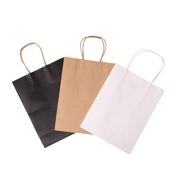 Craft Paper Bags, 3 colours, Set of 6, 24.5 x 19 cm