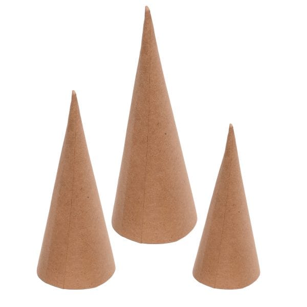 Papier-Mache Cones, 8,10,12 cm, Set of 30