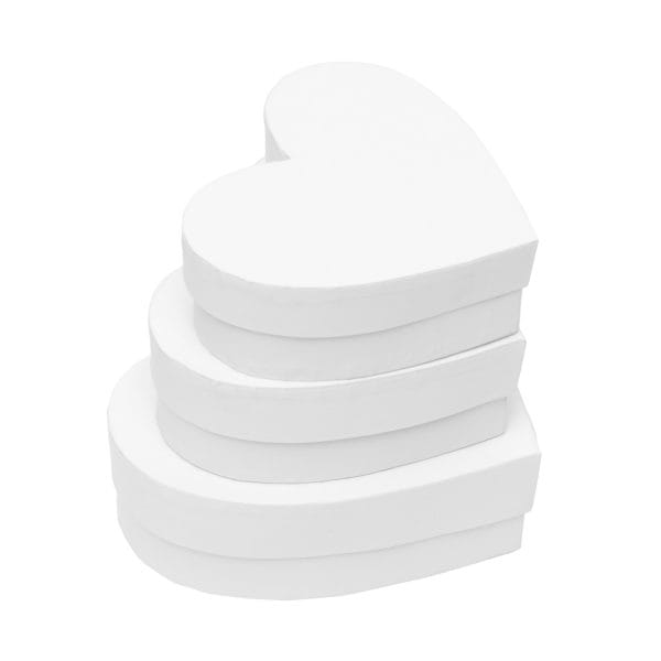 Papier-Mache Boxes Heart, Set of 3