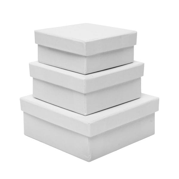Papier-Mache Boxes Square, Set of 3