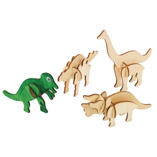 Wooden Dinosaur Puzzles, Set of 4 Designs