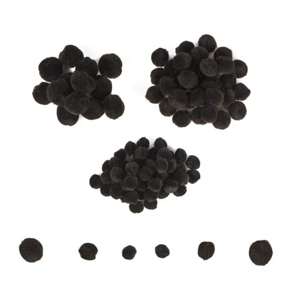 Mini Pom-Poms - 100 Pieces - Black