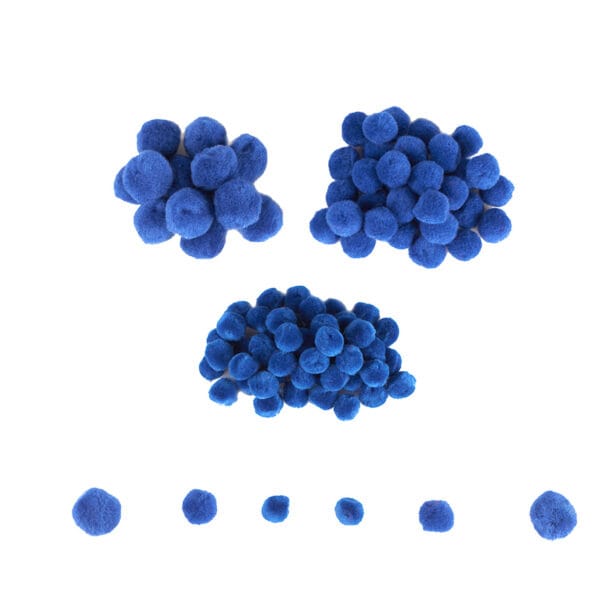 Mini Pom-Poms - 100 Pieces - Blue