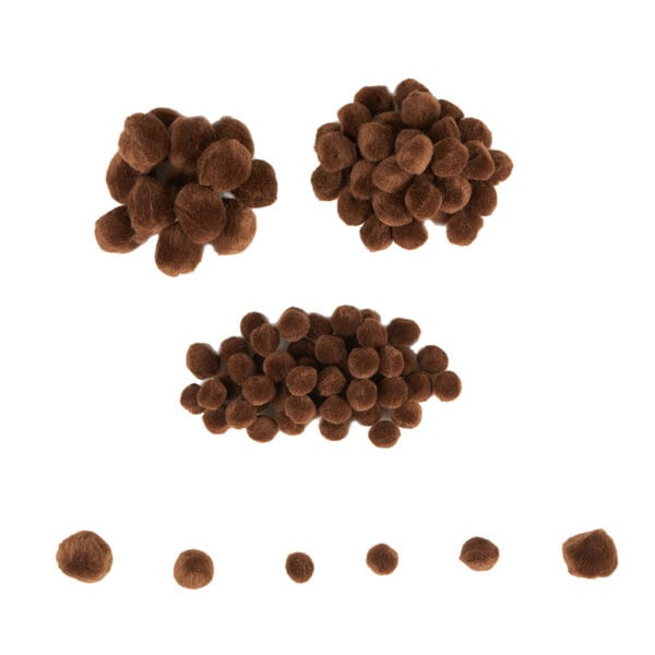 Mini Pom-Poms - 100 Pieces - Brown
