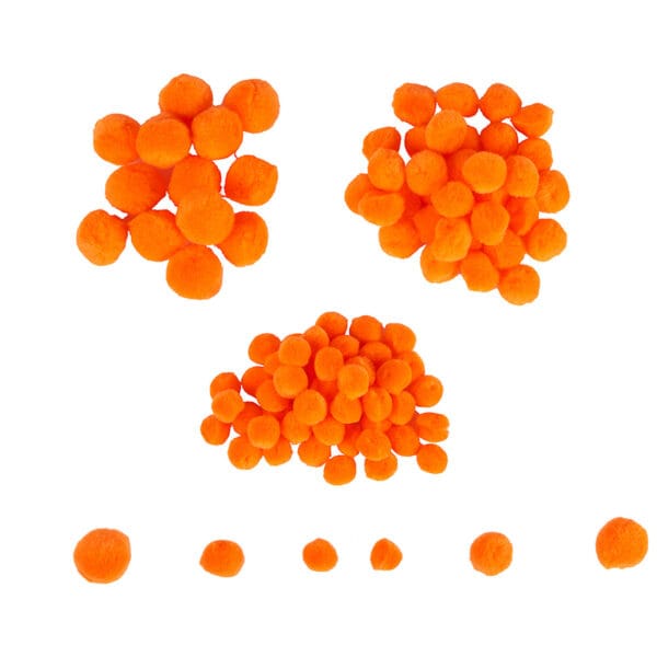 Mini Pom-Poms - 100 Pieces - Orange