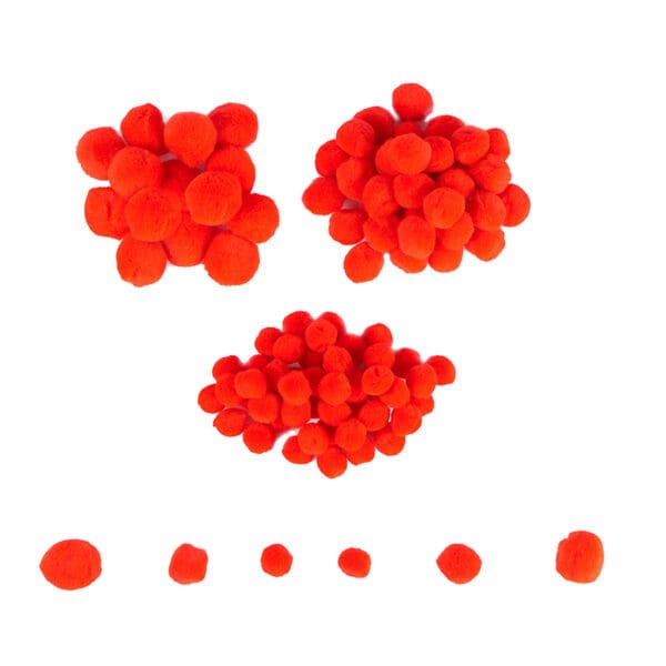 Mini Pom-Poms - 100 Pieces - Red