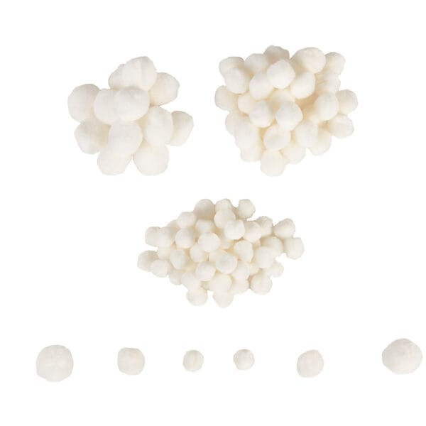 Mini Pom-Poms - 100 Pieces - White