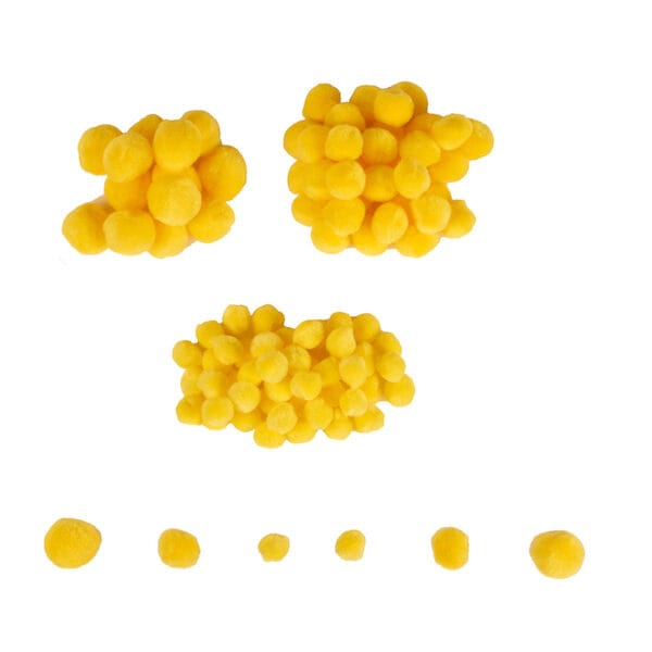 Mini Pom-Poms - 100 Pieces - Yellow