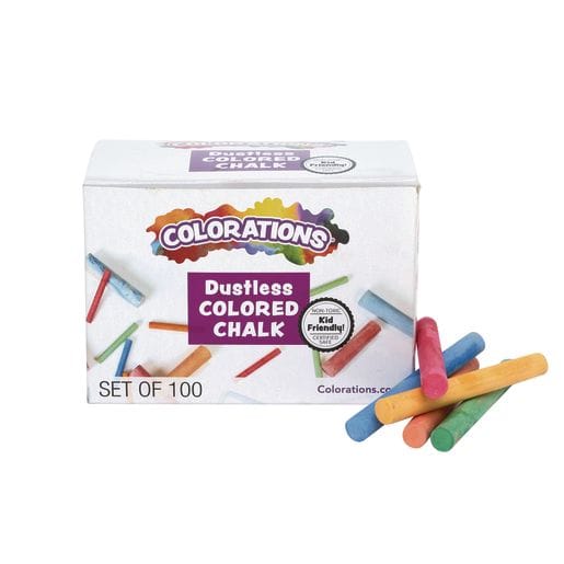 Dustless Coloured Chalk - 100 Pieces