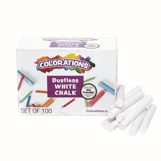 Dustless White Chalk - 100 Pieces