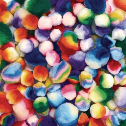Rainbow Striped Pom Poms-180 Pieces