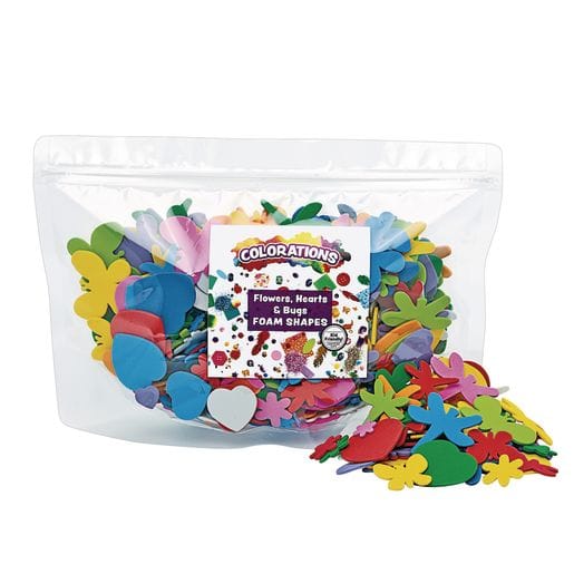 Flowers Hearts & Bug Foam Shapes, 500 Pieces