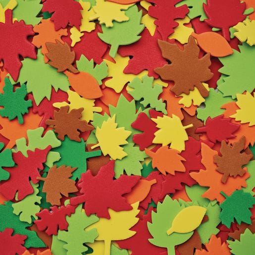 Colorful Foam Leaf Shapes, 500 Pieces