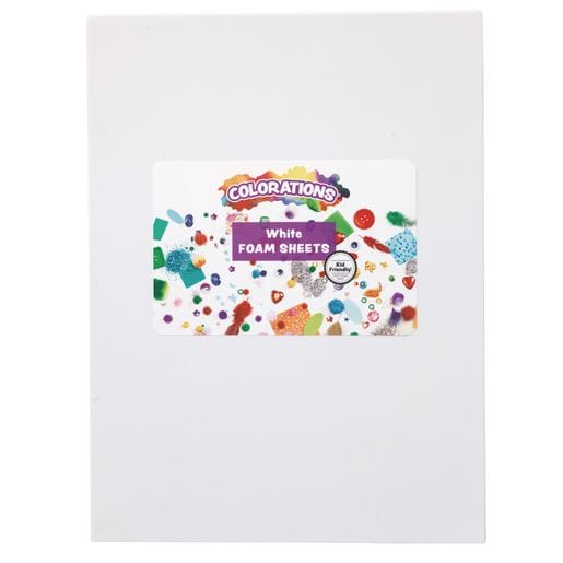 White Single Color Foam Sheets, 10 Pieces
