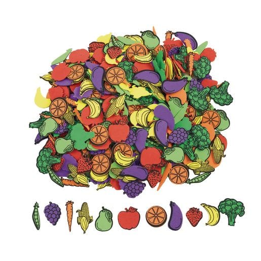 Self-Adhesive Fruit & Vegetable Foam Shapes, 500 Pieces