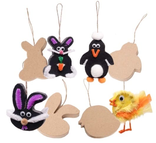 Papier-Mache Ornaments, Spring Set, 4 Pieces