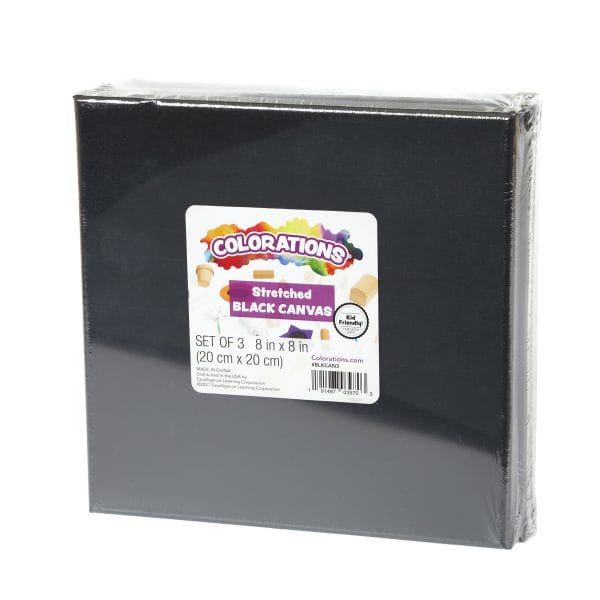 Black Stretched Canvas 20 x 20 cm - Set of 3