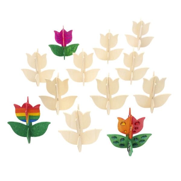 3D Wooden Tulip, Set of 12