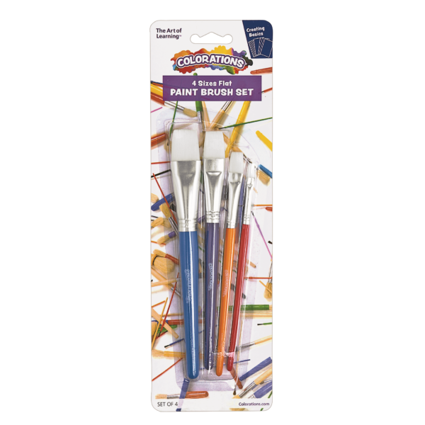 Paint Brushes, Flat, Assorted Sizes – Set of 4